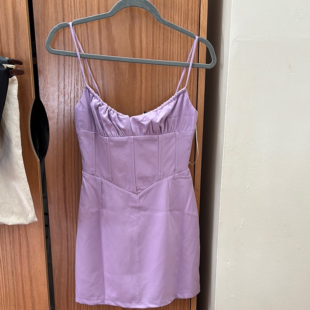 Lavender Spaghetti Strap Mini Dress